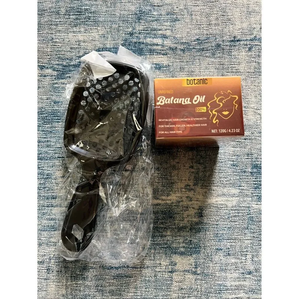 Batana Natural Hair Growth Oil and Detangling Brush Mini Bundle